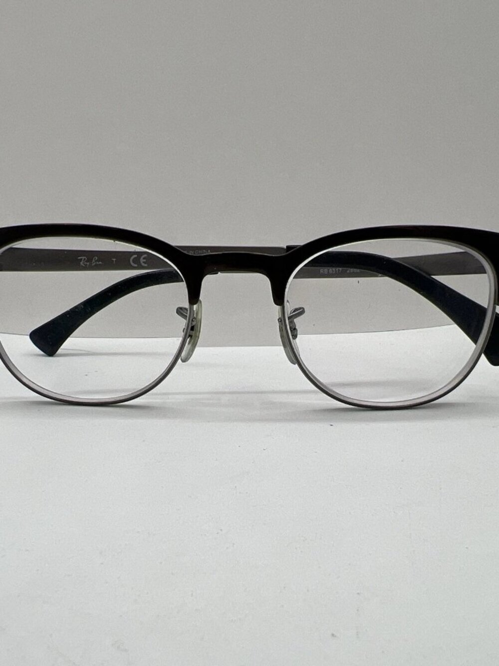 Ray Ban RB6317 2862 Eyeglasses FRAMES ONLY 49-20-140 Brown/Silver Half Rim